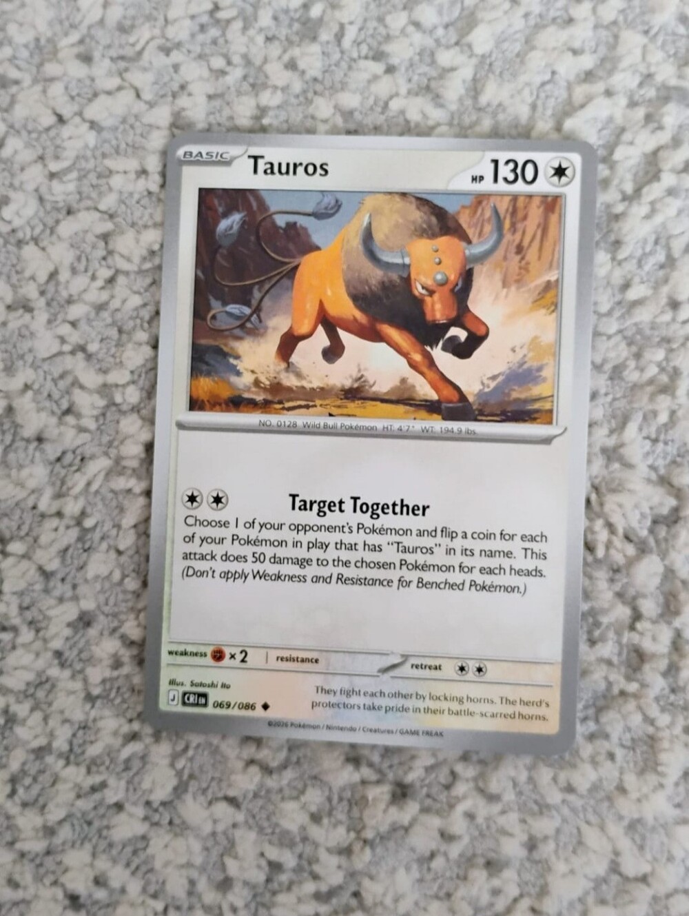 POKEMON TCG Card Tauros Chaos Rising 069/086 PZ